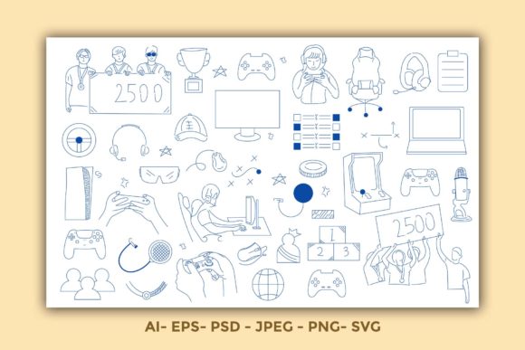 E-Sport Game Competition Doodles Graphics & Illustrations