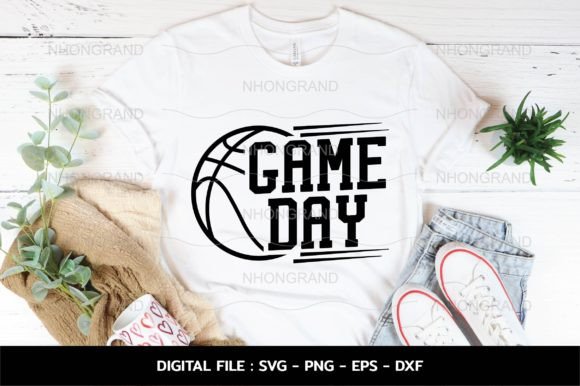 Game Day with Basketball and Heart Love Graphics