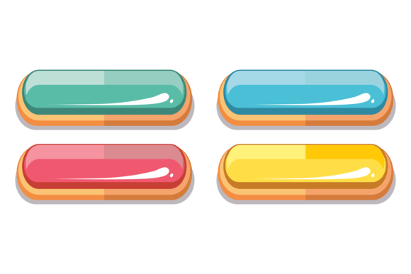 Glossy Color Buttons Graphics for Game Interface Illustrations