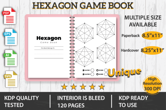 Hexagon Game Book KDP Interior: Graphics for KDP Interiors