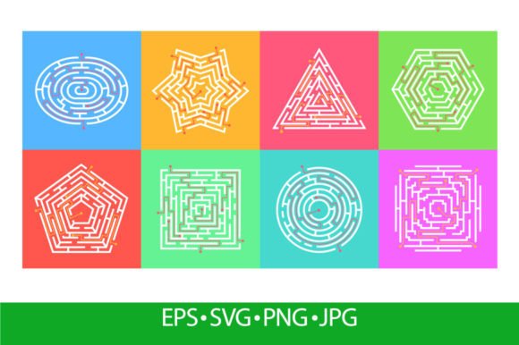 Labyrinth Game Graphics: Finding Way Puzzle Templates