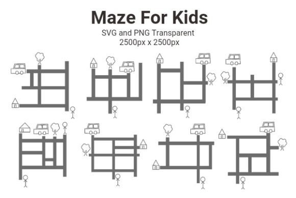 Maze Graphics & Illustrations for Kids Education