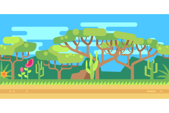 Savanna Game Background: Desert Graphics & Illustrations