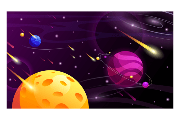 Space Game Background: Cartoon Planets O