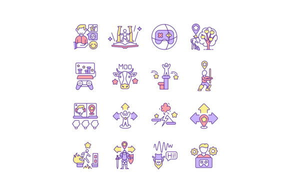 Video Game Design RGB Color Icons Graphics Review