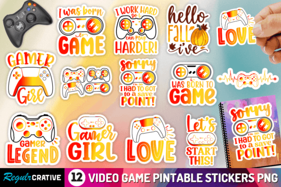 Video Game Printable PNG Stickers for Graphics and Crafts